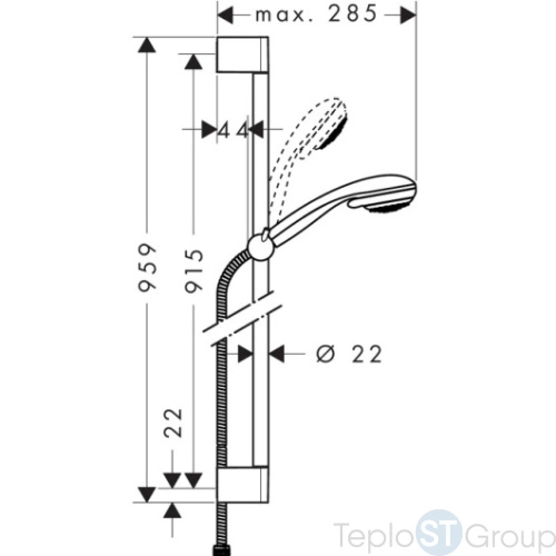 Душевой гарнитур Hansgrohe Crometta 85 Vario 27762000 Unica Crometta со штангой 90 см, хром - купить с доставкой по России фото 2