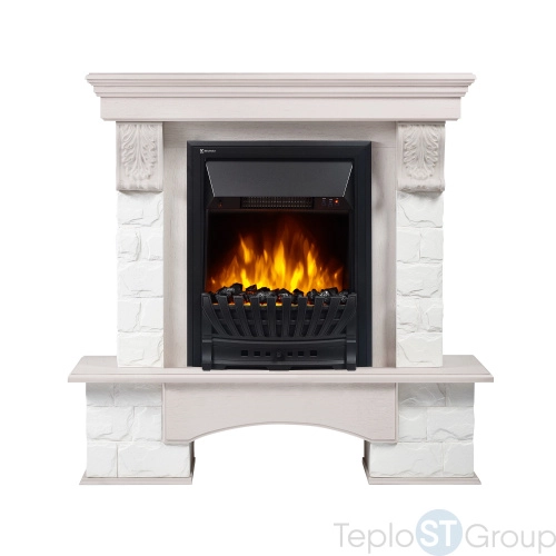 Портал Firelight Forte Classic U (угловой) камень белый, шпон белёный дуб - купить оптом с доставкой по России фото 2