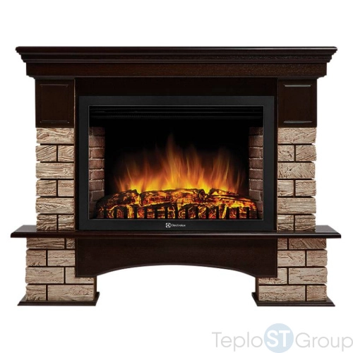Портал Firelight Forte Wood 30 камень коричневый, шпон темный дуб - купить оптом с доставкой по России