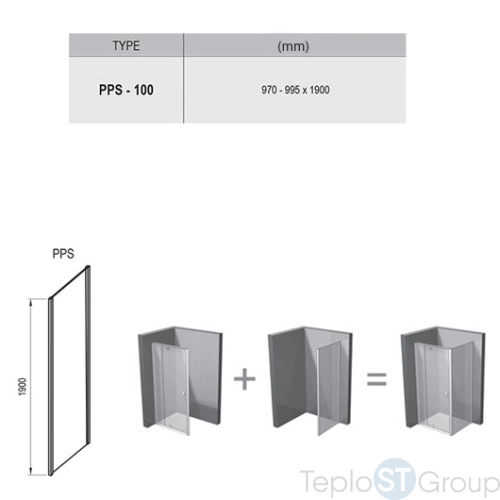 Боковая стенка Ravak Ravak Pivot PPS-100 90GA0C00Z1 100х190 профиль блестящий/стекло Transparent - купить с доставкой по России фото 3