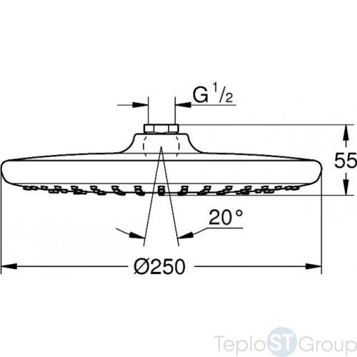 Верхний душ Grohe Tempesta 26666000 250, круглый - купить с доставкой по России фото 3