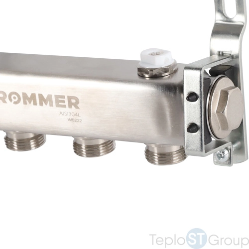 Rommer RMS-4401-000004 Rommer Коллектор из нержавеющей стали для радиаторной разводки 4 вых. - купить оптом у дилера TeploSTGroup по всей России ✅ ☎ 8 (800) 600-96-13 фото 3