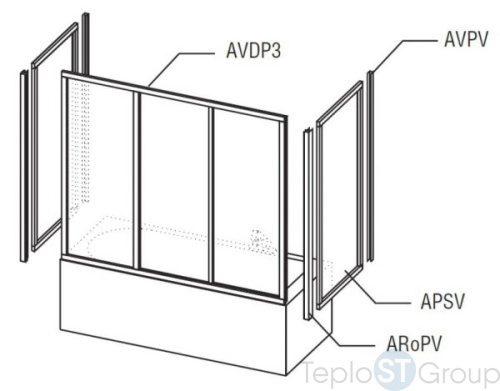 Боковая стенка для шторки на ванну Ravak APSV-70 9501010241 белая+рейн - купить с доставкой по России фото 2