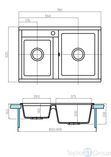 Мойка кухонная Aquaton Делия 78 DBL 1A723132DE220 песочный - купить с доставкой по России фото 2