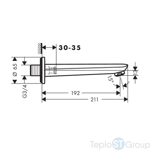 Излив для ванной Hansgrohe Novus 71320000, хром - купить с доставкой по России фото 2