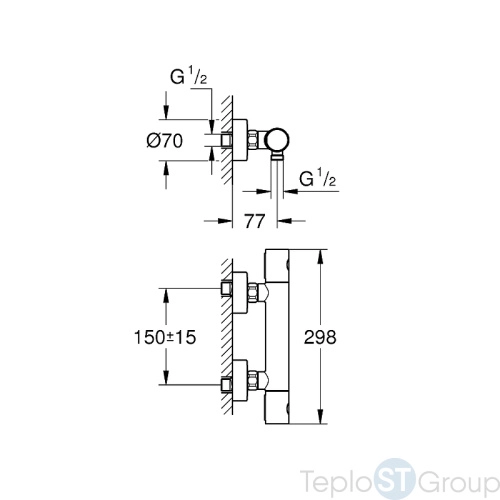 Термостат для душа Grohe Grohtherm 800 Cosmopolitan 34765000 - купить оптом у дилера TeploSTGroup по всей России ✅ ☎ 8 (800) 600-96-13 фото 2