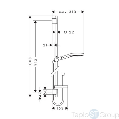 Душевой набор Hansgrohe Raindance Select S 27667000, 120 3jet PowderRain со штангой 90 см, хром - купить с доставкой по России фото 3