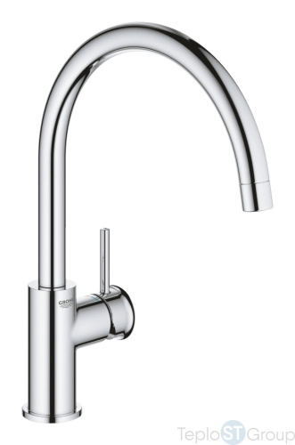 Смеситель для кухни Grohe BauClassic 31535001 с высоким C-образным изливом, хром - купить с доставкой по России