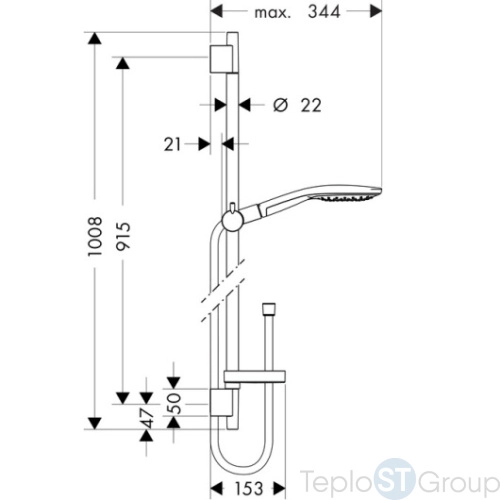 Душевой гарнитур Hansgrohe Raindance Select S 150 3iet 27803000 со штангой 90 см и мыльницей - купить с доставкой по России фото 5