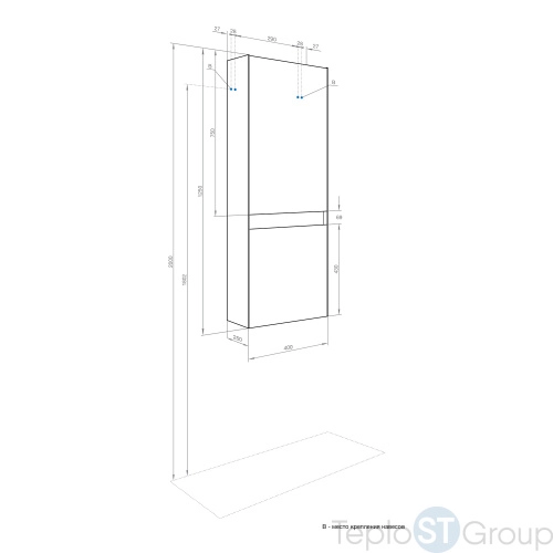 Шкаф-пенал Aquaton Форест 125x40 1A278603FR4D0 туманный серый - купить с доставкой по России фото 3