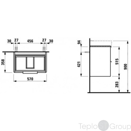 Тумба под раковину Laufen Base 57x38 4.0221.2.110.263.1 темно коричневый вяз - купить с доставкой по России фото 3