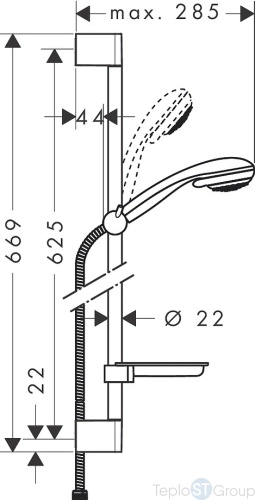 Душевой гарнитур Hansgrohe Crometta 85 Vario/UnicaC 27764000 65 см - купить с доставкой по России фото 3