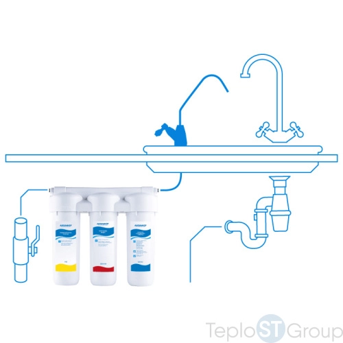 Фильтр под кран питьевой воды 3-х ступ. Аквафор Трио Норма см./элем. PP5-B510-04-02 умягчающий (для жёсткой воды) 201681 - купить с доставкой по России фото 2
