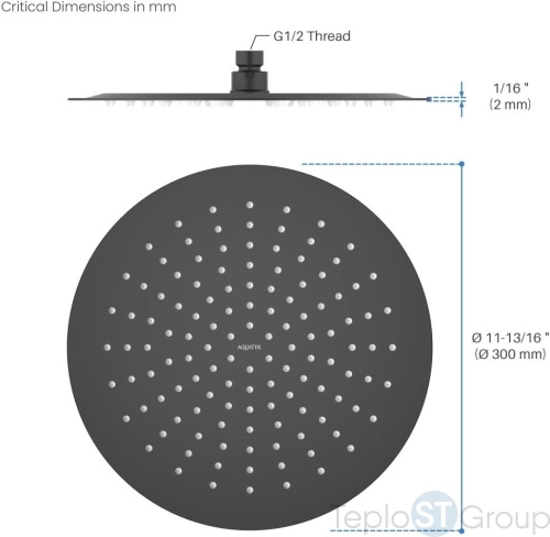 Верхний душ Aquatek AQ2075MB черный - купить оптом у дилера TeploSTGroup по всей России ✅ ☎ 8 (800) 600-96-13 фото 4