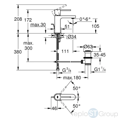 Смеситель для раковины Grohe Plus 32612003 - купить оптом у дилера TeploSTGroup по всей России ✅ ☎ 8 (800) 600-96-13 фото 3