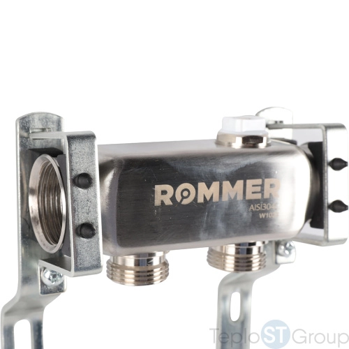 Rommer RMS-4401-000002 Rommer Коллектор из нержавеющей стали для радиаторной разводки 2 вых. - купить оптом у дилера TeploSTGroup по всей России ✅ ☎ 8 (800) 600-96-13 фото 3