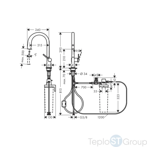 Смеситель для кухни Hansgrohe Aqittura M91 76803800 с подключением к фильтру - купить с доставкой по России фото 3