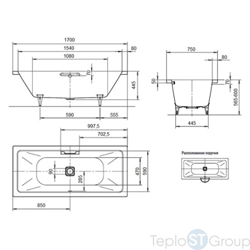 Стальная ванна Kaldewei Conoduo 170x75 easy-clean mod. 732 235000013001 - купить с доставкой по России фото 3