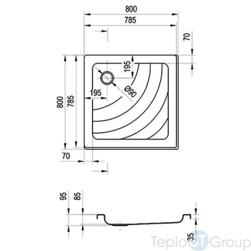 Душевой поддон Ravak Angela 80x80 A014401220 - купить оптом у дилера TeploSTGroup по всей России ✅ ☎ 8 (800) 600-96-13 фото 3