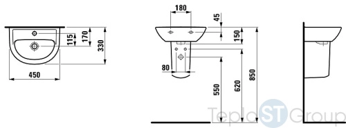 Раковина подвесная Laufen PRO 45 8.1595.2.000.104.1 белая - купить с доставкой по России фото 3