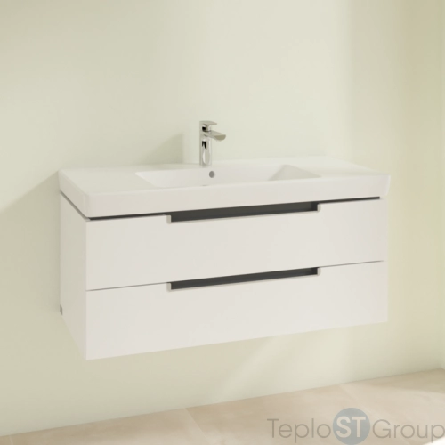 Тумба под раковину Villeroy & Boch Subway 2.0 987 x 420 x 449 mm A69000DH 2 выдвижных ящика,  Glossy White - купить с доставкой по России фото 8