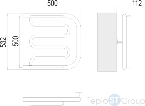 Terminus Фокстрот БШ 500х500 Полотенцесушитель - купить оптом с доставкой по России фото 3