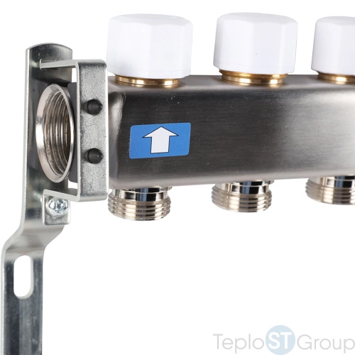 Rommer RMS-3201-000005 Rommer Коллектор из нержавеющей стали без расходомеров, с клапаном вып. воздуха и сливом 5 вых. - купить оптом с доставкой по России фото 3