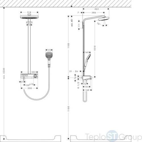 Душевая стойка Hansgrohe Raindance Select E 300 3jet 27127000 Showerpipe, хром - купить с доставкой по России фото 4