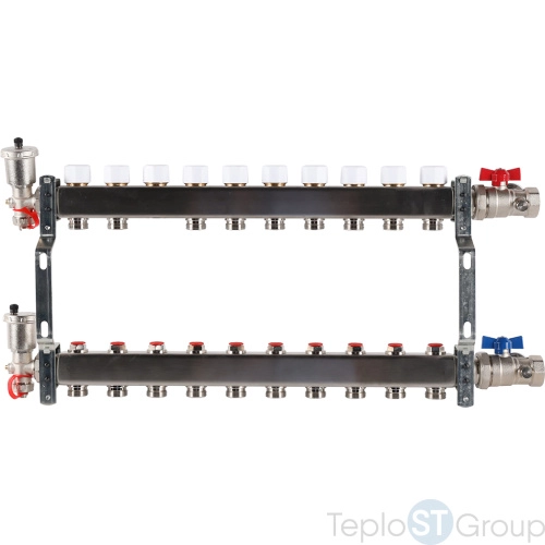 Rommer RMS-3210-000010 Rommer Коллектор из нержавеющей стали в сборе без расходомеров 10 вых. - купить с доставкой по России фото 8