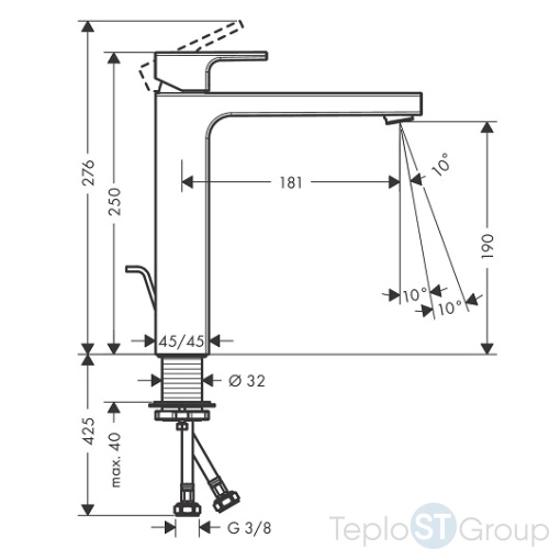 Смеситель для раковины Hansgrohe Vernis Shape 190 (71590000) - купить с доставкой по России фото 3