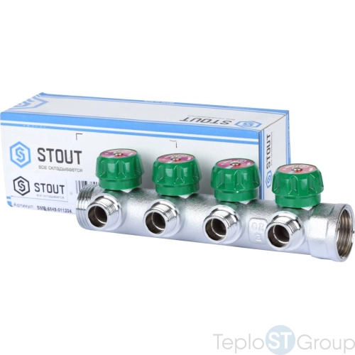 Stout SMB-6849-011204 коллектор регулирующий 1 , 4 отвода 1/2 плоское уплотнение - купить с доставкой по России фото 3