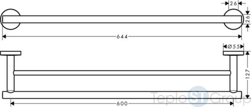 Полотенцедержатель двойной Hansgrohe Logis Universal 41712000, хром - купить с доставкой по России фото 2