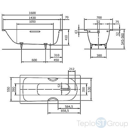 Стальная ванна Kaldewei Saniform Plus 160x70 easy-clean mod. 362-1 111700013001 - купить с доставкой по России фото 3