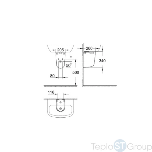 Раковина 55 см Grohe Bau Ceramic 39440000 - купить с доставкой по России фото 3