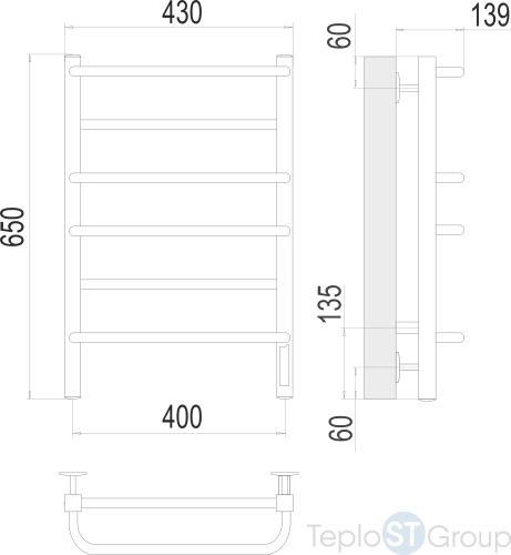 Terminus Евромикс квадро П6 400х650 Электрический Полотенцесушитель - купить с доставкой по России фото 3