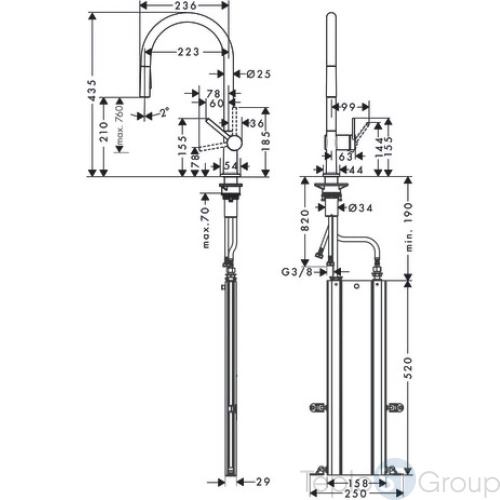 Смеситель для кухни Hansgrohe Talis M54 72801000 с вытяжным душем, хром - купить с доставкой по России фото 3