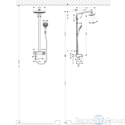 Душевая система Hansgrohe Raindance Select E 300 2jet Showerpipe 27126400 белый/хром - купить с доставкой по России фото 4