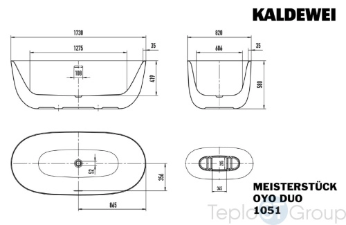 Стальная ванна Kaldewei MEISTERSTÜCK OYO DUO 1730x820 mod. 1051-4035 205143543001 без перелива - купить с доставкой по России фото 3