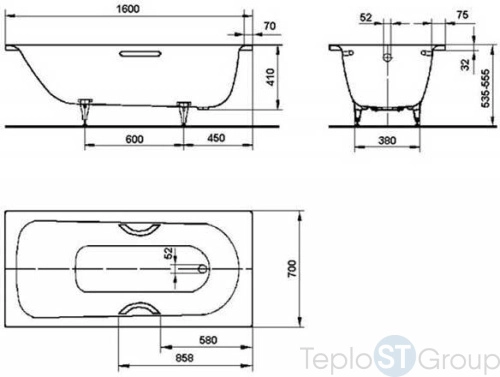 Стальная ванна Kaldewei Saniform Plus Star 160x70 easy-clean mod. 332 133200013001 - купить с доставкой по России фото 2