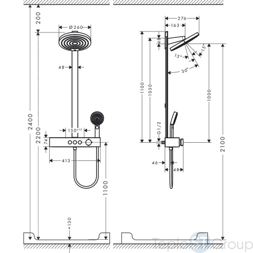 Душевая система Hansgrohe Pulsify Select 24240670 черный матовый - купить с доставкой по России фото 3