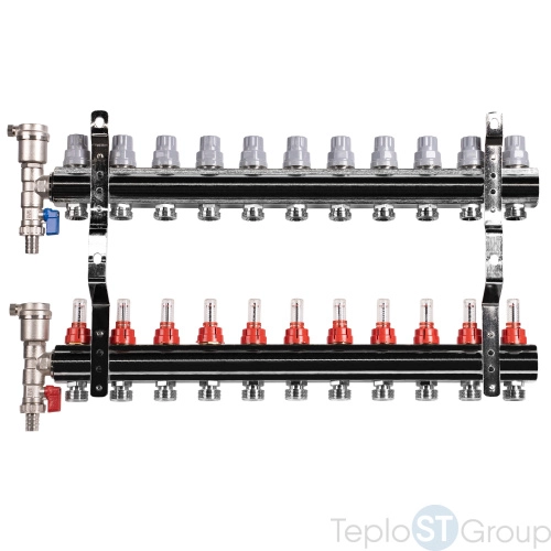 Коллектор латунный в сборе с расходомерами Royal Thermo 1\ - купить оптом у дилера TeploSTGroup по всей России ✅ ☎ 8 (800) 600-96-13 фото 12