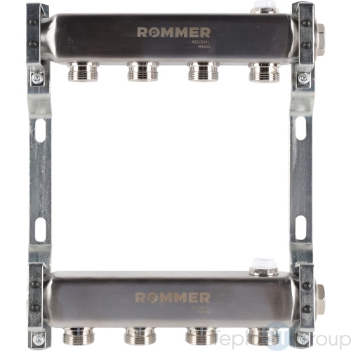 Rommer RMS-4401-000004 Rommer Коллектор из нержавеющей стали для радиаторной разводки 4 вых. - купить оптом у дилера TeploSTGroup по всей России ✅ ☎ 8 (800) 600-96-13