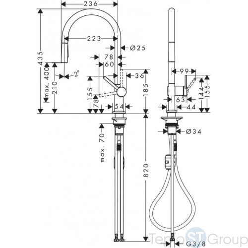 Смеситель для кухни Hansgrohe Talis M54 72800670 - купить с доставкой по России фото 3