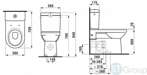 Чаша напольного унитаза Laufen PRO безободковая 8.2495.5.000.000.1 - купить с доставкой по России фото 2