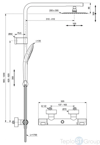 Душевая стойка Ideal Standard Creatherm_t50 A7705AA - купить с доставкой по России фото 3