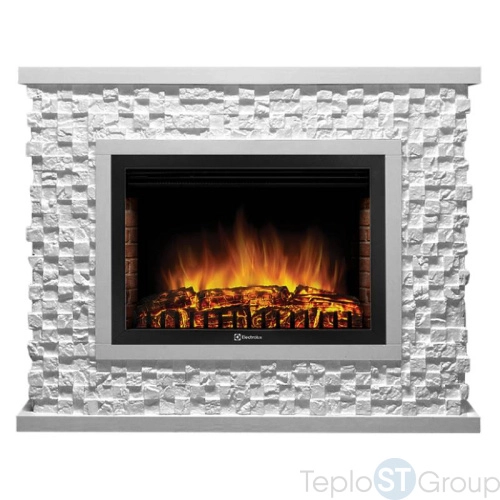 Портал Firelight Quadro 25 камень песчаник античный белый, белая эмаль - купить оптом с доставкой по России