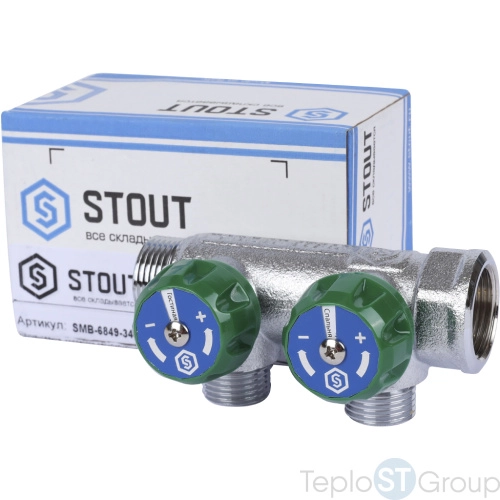 Stout SMB-6849-341202 коллектор регулирующий 3/4 , 2 отвода 1/2 плоское уплотнение - купить с доставкой по России фото 3