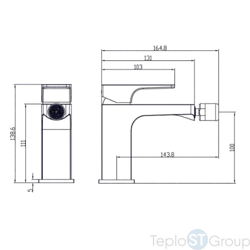 Смеситель для биде Villeroy & Boch Architectura Square TVB125001000K5 черный матовый - купить с доставкой по России фото 3