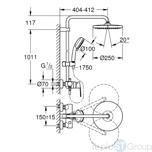 Душевая система GROHE Tempesta Cosmopolitan 250 CUBE 26673000 хром - купить оптом у дилера TeploSTGroup по всей России ✅ ☎ 8 (800) 600-96-13 фото 4