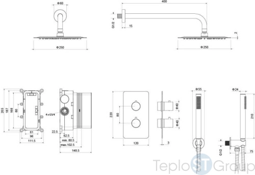 Душевая стойка Aquatek Европа AQ1376CR хром - купить оптом у дилера TeploSTGroup по всей России ✅ ☎ 8 (800) 600-96-13 фото 3